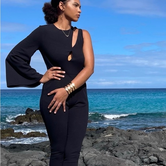 The King Kouture Pants - 5⭐️’s Original King Kouture Black Asymmetrical Kimono Sleeve Jumpsuit Medium